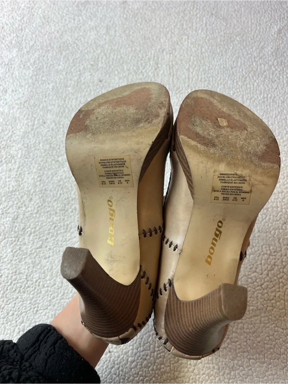 VINTAGE Y2K BONGO STITCHED EMBROIDERED LEATHER HIGH HEELS